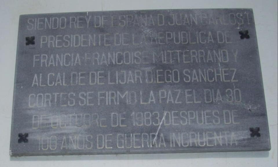 Líjar placa de la paz