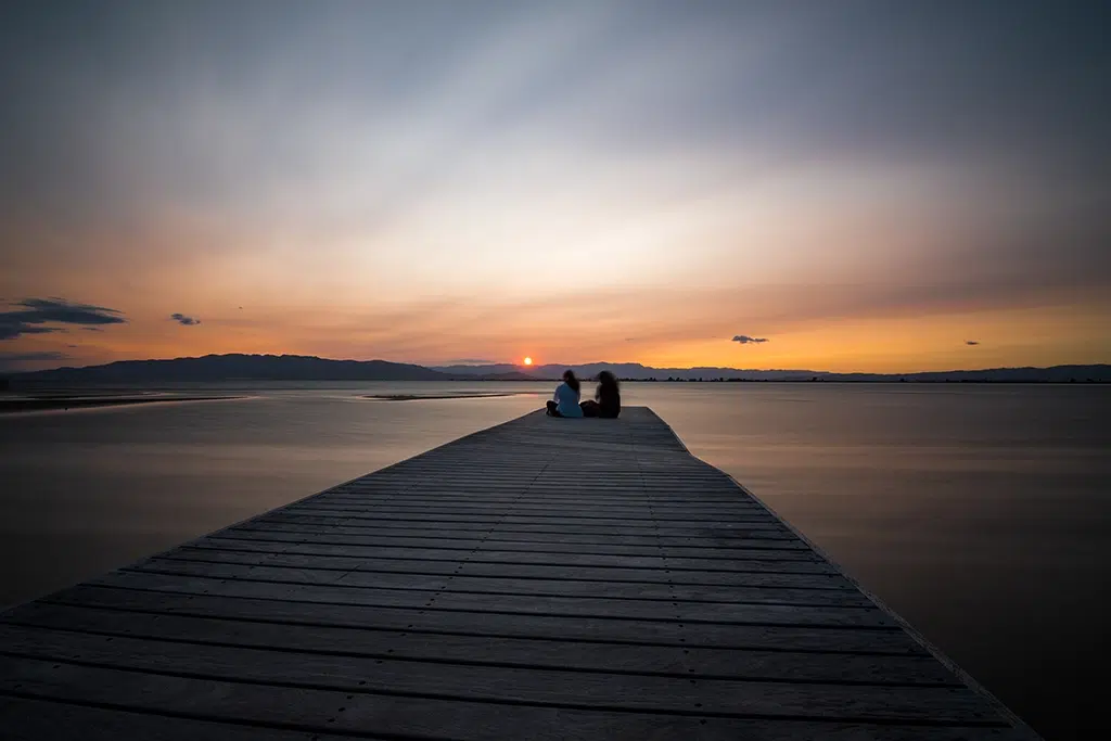 Atardecer en el muelle del Trabucador, Delta del Ebro (Tarragona).