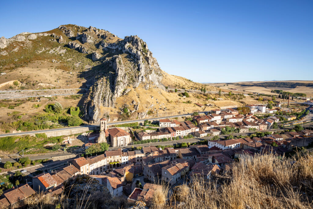 a view from the castle over Pancorbo, comarca Valle del Ebro, province of Burgos, Castile and Leon, Spain
