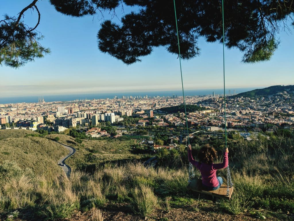 columpios con vistas a Barcelona