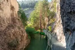 Ruta por las pasarelas de Calomarde: puentes colgantes entre cañones y junto al río Blanco