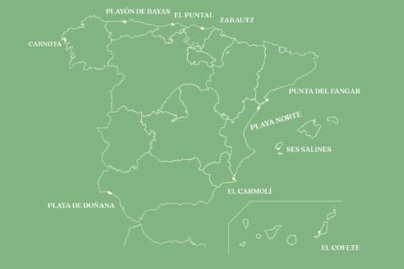 Mapa de las 10 playas más largas de España