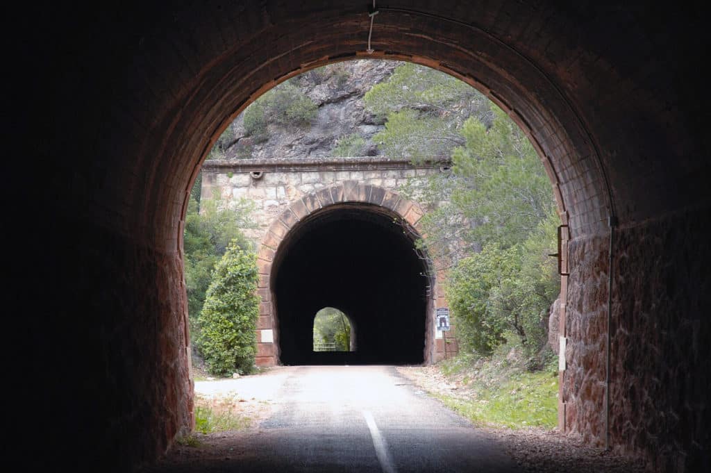 Túnel en el tramo Benifallet-Fontcalda de la Vía verde de la Terra Alta