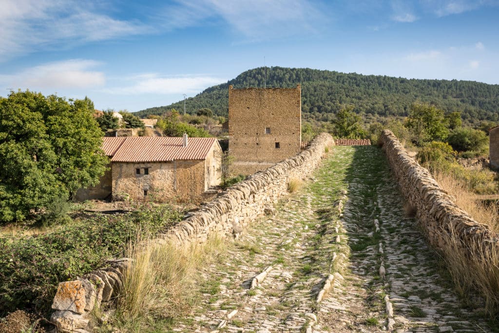 ancient bridge over las Truchas river in Pobleta de San Miguel village, Villafranca del Cid, province of Castellón, Spain