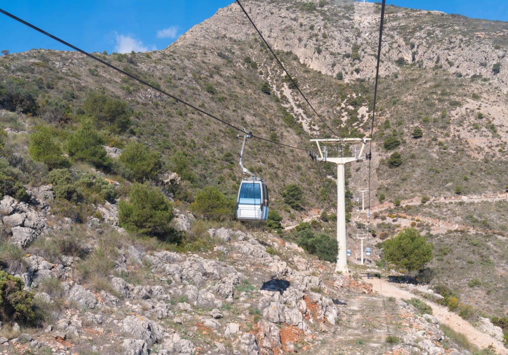 Cable car up mountain Benalmadena Costa del Sol Spain on Monte Calamorro tourist attraction