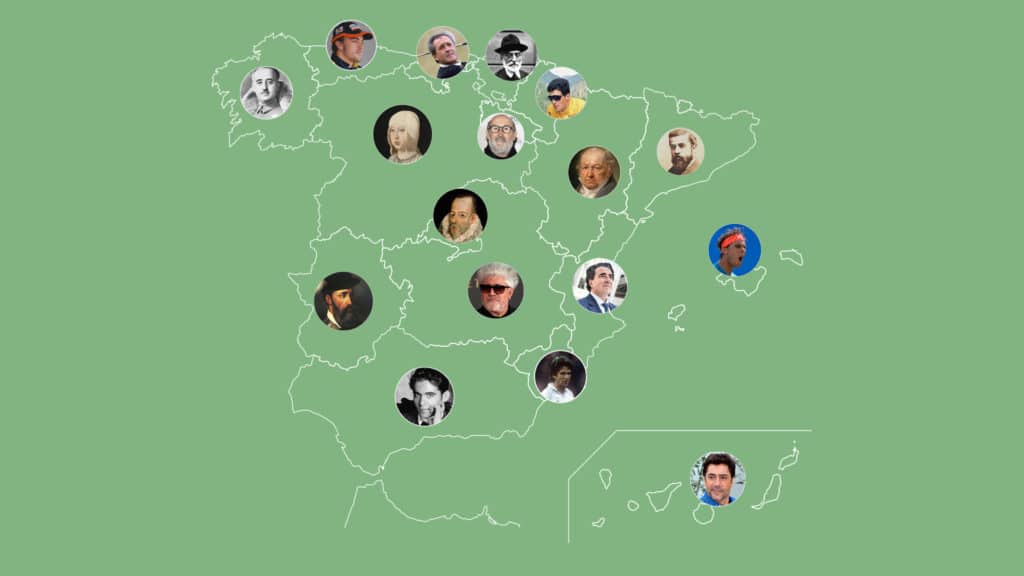 Mapa personajes más relevantes de España por comunidad autónoma