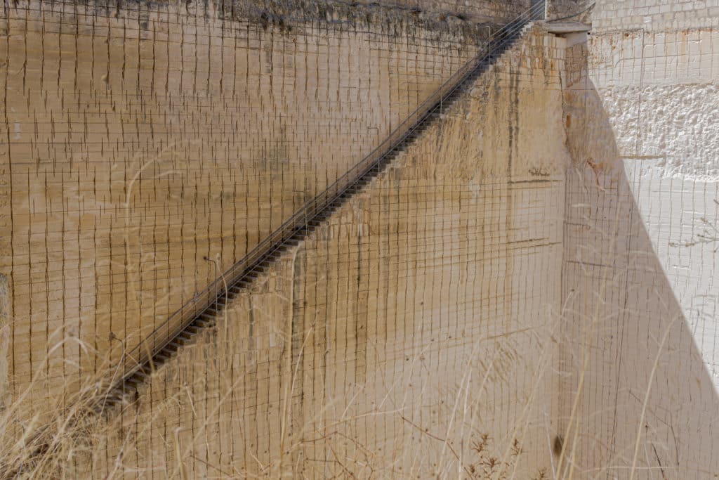 The stairs of s’Hostal Quarries, Lithica sandstone quarry in Ciutadella. Menorca.